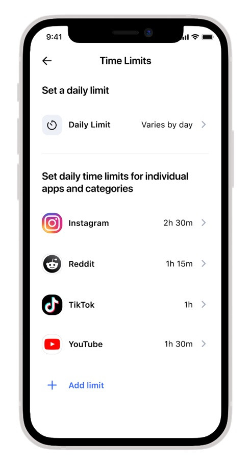 Aura daily time limits and app-specific time limits